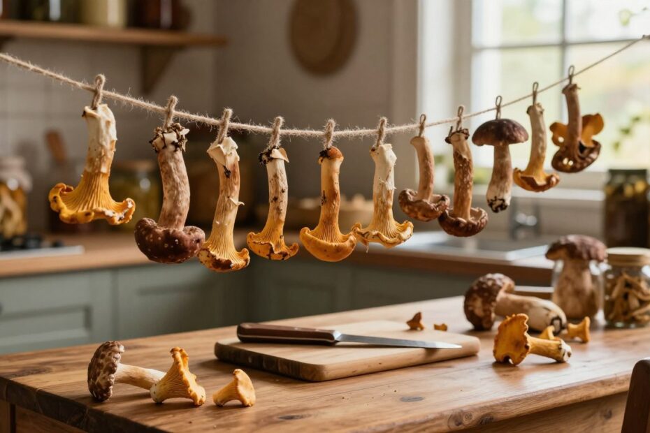 Jak suszyć grzyby na nitce