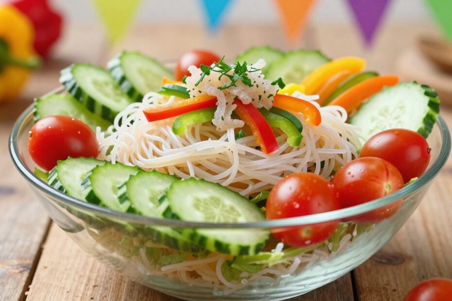 Sałatka z surimi i makaronem ryżowym